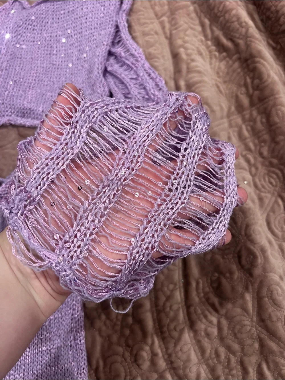 Lavender Knit three- Piece Crop Top & Skirt Set - Women Intimates & Sleepwear